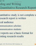 Lecture Communication research - Chapter 16: Reading and writing the quantitative research report