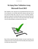 Sử dụng Data Validation trong Microsoft Excel 2013