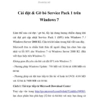 Phương pháp cài đặt và Gỡ bỏ Service Pack 1 trên Windows 7