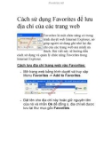 Cách sử dụng Favorites để lưu địa chỉ của các trang web