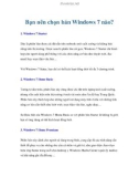 Bạn nên chọn bản Windows 7 nào?