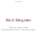 Bài giảng Cơ sở dữ liệu giải thuật: Bài 9 - Bảng băm