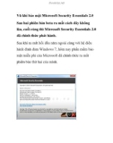 Vũ khí bảo mật Microsoft Security Essentials 2.0