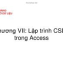 Bài giảng Cơ sở dữ liệu: Chương VII - Lập trình CSDL trong Access