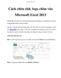 Cách chèn chữ, logo chìm vào Microsoft Excel 2013