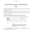 Cách chèn chữ, logo chìm vào Microsoft Word 2013