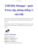 USB Disk Manager - quản lí truy cập, phòng chống vi rút USB