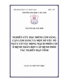 Luận án tiến sĩ Y học: Nghiên cứu đặc điểm lâm sàng, cận lâm sàng và một số yếu tố nguy cơ tắc động mạch phổi cấp ở bệnh nhân đợt cấp bệnh phổi tắc nghẽn mạn tính