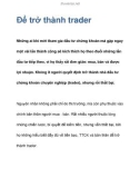 Để trở thành trader