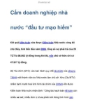 Cấm doanh nghiệp nhà nước 'đầu tư mạo hiểm'