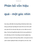 Phân bổ vốn hiệu quả - một góc nhìn