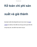 Kế toán về chi phí sản xuất và giá thành