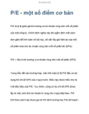 P/E - một số điểm cơ bản P/E