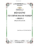 Bài giảng Tài chính doanh nghiệp - ĐH Phạm Văn Đồng (Phần 1)