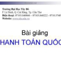 Bài giảng Thanh toán quốc tế: Chương 1 - ĐH Tây Đô