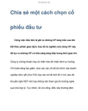 Chia sẻ một cách chọn cổ phiếu đầu tư