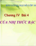 Bài giảng Đại số 10 chương 4 bài 3: Dấu của nhị thức bậc nhất