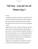 Viết blog - Làm thế nào để Thành công 2