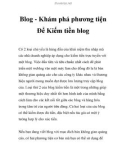 Blog - Khám phá phương tiện Để Kiếm tiền blog