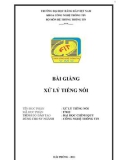 Bài giảng Xử lý tiếng nói - Trường Đại học Hàng Hải Việt Nam