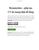 Resumesimo – giúp tạo CV ấn tượng thật dễ dàng