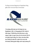 Tự động download hàng loạt từ Rapidshare bằng phần mềm Universal Share Downloader