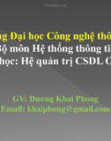 Bài giảng Cơ sở dữ liệu Oracle: Chương 2 - GV. Dương Khai Phong