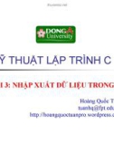 Bài giảng Kỹ thuật lập trình C: Bài 3 - Hoàng Quốc Tuấn