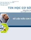 TIN HỌC CƠ SỞ 2: DỮ LIỆU KIỂU CON TRỎ