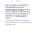 Kiểm tra các thiết lập sai trong Windows với Microsoft Baseline Security Analyzer Microsoft