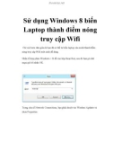 Sử dụng Window 8 biến Laptop thành điểm nóng truy cập Wifi