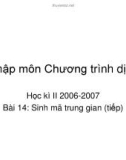 Nhập môn Chương trình dịch - Bài 14