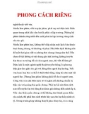 PHONG CÁCH RIÊNG