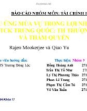 Thuyết trình tài chính hành vi: Hiệu ứng mùa vụ trong lợi nhuận của thị trường chứng khoán Trung Quốc: TH Thượng Hải và Thẩm Quyến