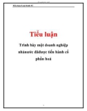 Tiểu luận triết học đề tài : Trình bày một doanh nghiệp nhà nước đã được tiến hành cổ phần hoá