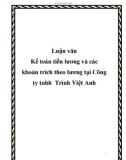 Luận văn Kế toán tiền lương và các khoản trích theo lương tại Công ty tnhh Trình Việt Anh