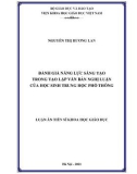 Luận án tiến sĩ Khoa học giáo dục: Đánh giá năng lực sáng tạo trong tạo lập văn bản nghị luận của học sinh trung học phổ thông