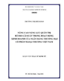 Luận văn Thạc sĩ Kinh tế: Nâng cao năng lực quản trị rủi ro lãi suất trong hoạt động kinh doanh của ngân hàng TMCP Ngoại Thương Việt Nam