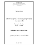 Luận án Tiến sĩ Tâm lý học: Kỹ năng hợp tác trong học tập nhóm của sinh viên