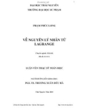 Luận văn: VỀ NGUYÊN LÝ NHÂN TỬ LAGRANGE