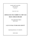 Luận văn Thạc sĩ Khoa học kinh tế: Chính sách công nghiệp của Việt Nam trong thời kỳ đổi mới