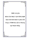 TIỂU LUẬN: BÁO CÁO THỰC TẬP TỔNG HỢP - Quá trình hình thành và phát triển Công ty TNHH Sản xuất và Thương mại Thành Thắng