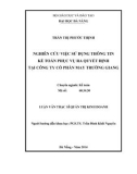 Luận văn Thạc sĩ Quản trị kinh doanh: Nghiên cứu việc sử dụng thông tin kế toán phục vụ ra quyết định tại Công ty cổ phần May Trường Giang