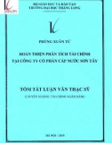 Tóm tắt luận văn Thạc sĩ Tài chính - Ngân hàng: Hoàn thiện phân tích tài chính tại Công ty cổ phần cấp nước Sơn Tây