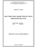 Tóm tắt Luận án tiến sĩ Địa lý: Phát triển nông nghiệp tỉnh Sóc Trăng theo hướng bền vững