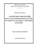 Luận văn Thạc sĩ Kinh tế: Giải pháp hoàn thiện hệ thống quan hệ khách hàng tại Công ty cổ phần Vật liệu Điện và Viễn thông Sam Cường