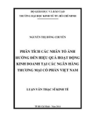 Luận văn Thạc sĩ Kinh tế: Phân tích các nhân tố ảnh hưởng đến hiệu quả hoạt động kinh doanh tại các ngân hàng thương mại cổ phần Việt Nam