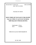 Tóm tắt Luận án Tiến sĩ Kinh tế: Hoàn thiện kế toán quản trị chi phí tại các công ty sản xuất xi măng trên địa bàn tỉnh Hải Dương