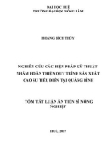 Luận án tiến sĩ Nông nghiệp: Nghiên cứu các biện pháp kỹ thuật nhằm hoàn thiện quy trình sản xuất cao su tiểu điền tại Quảng Bình