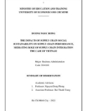 Doctoral thesis summary Business administration: The impacts of supply chain social sustainability on supply chain performance, mediating role of supply chain integration the case of Vietnam